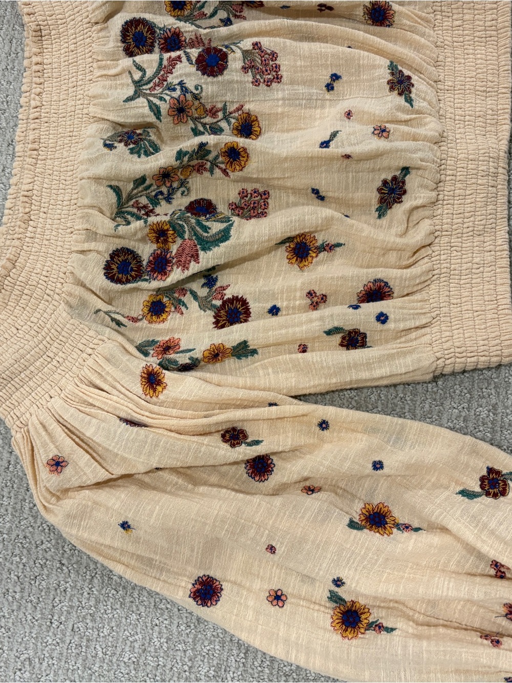 Free People Peach Off-Shoulder Embroidered Crop Top - Picture 3 of 5
